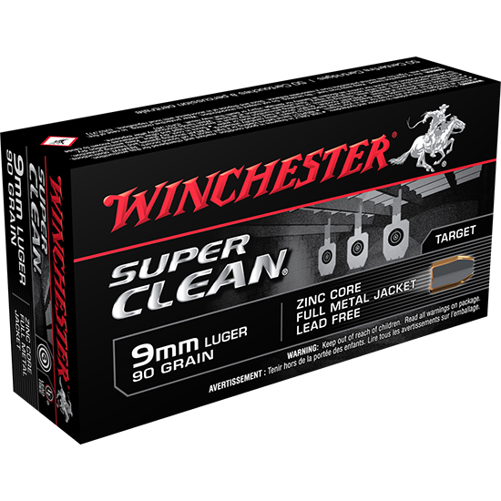 WIN SUPER CLEAN 9MM 90GR ZINC FMJ 50/10 - Sale